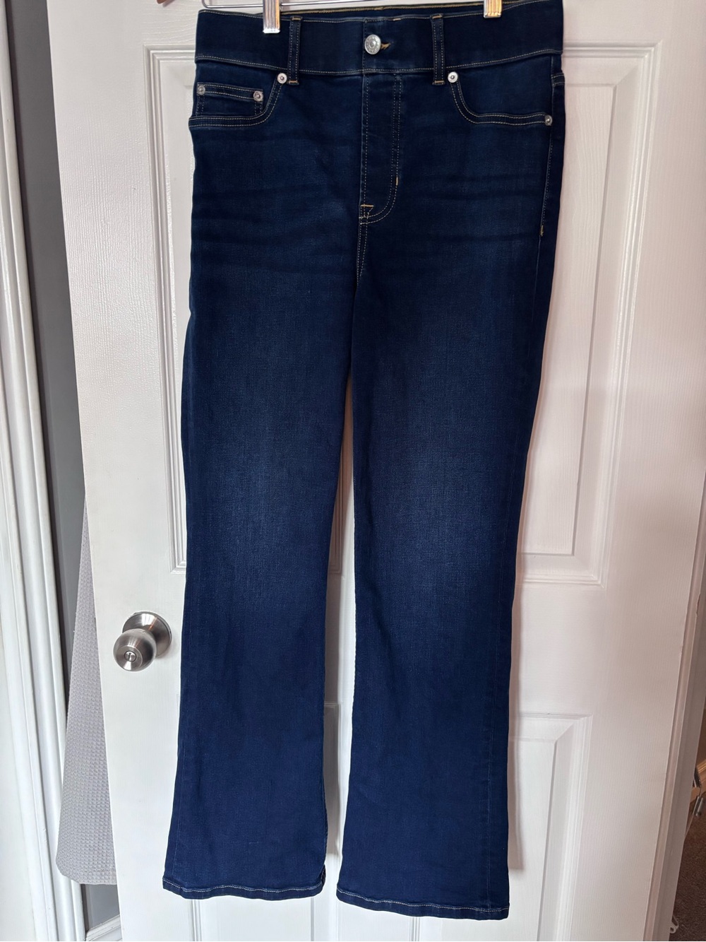 SPANX Pull-On High Rise Ankle Straight Leg Jeans Small Tall 30" Inseam Blue